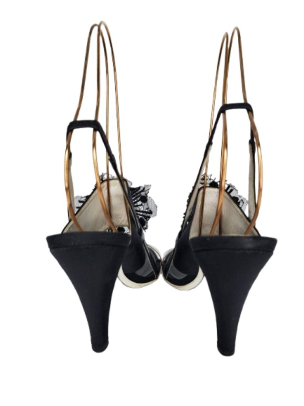 Chanel Black Satin & PVC Crystal Starburst Slingback Heels - Picture 3 of 6